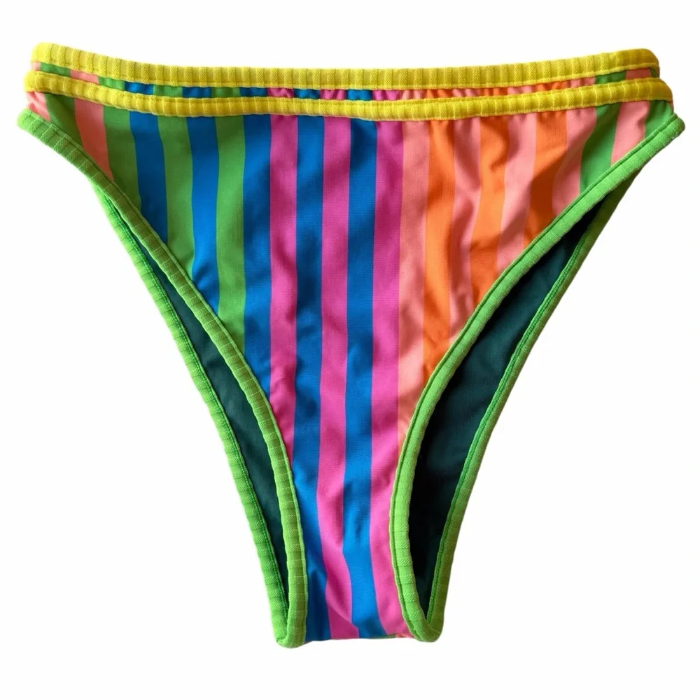Anthro Maaji Reversible Striped Mule Elite High Rise Classic Bikini Bottom NWT S